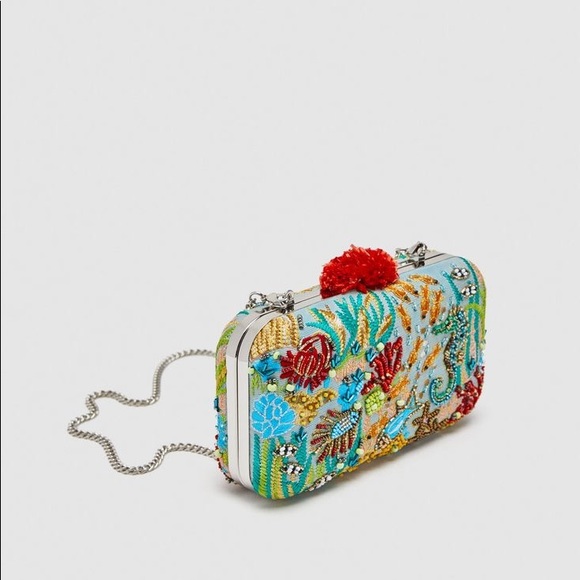 Zara Handbags - SOLD! NWT Zara Hand Made Embellished Clutch Box MINAUDIÈRE Bag